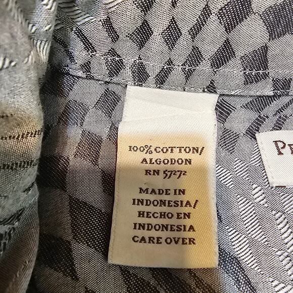 Perry Ellis Men’s XXL Long Sleeve Shirt Gray Geometric Abstract 100% Cotton - Picture 10 of 11